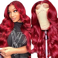 99J Burgundy Lace Front Wigs Human Hair 13X4 Body Wave Lace Front Wigs Pre Plucked Bleached Knots Lace Frontal Wig With Baby Hai