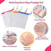 10 Pcs Soap Bags Handmade Soap Bubble Mesh Bags Exfoliating Soap Saver Pouch Net Bags With Drawstring Body Facial Cleaning Tool