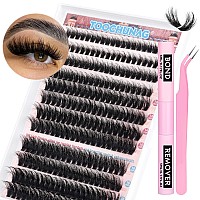 Fluffy Lash Extension Kit With Glue And Remover 80D Individual Lashes Cluster D Curl Diy Eyelash Extension Kit 1018Mm Thick Eye