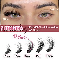 Fluffy Lash Extension Kit With Glue And Remover 80D Individual Lashes Cluster D Curl Diy Eyelash Extension Kit 1018Mm Thick Eye