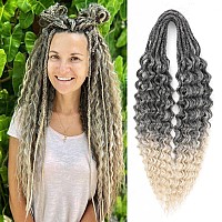 Leeven Wavy Double Ended Dreadlock Extensions 24 Inch Black To Blonde Ombre De Curly Synthetic Dreads 10 Strands Boho Dread Exte