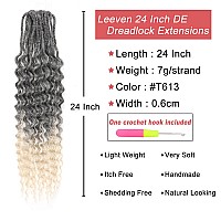 Leeven Wavy Double Ended Dreadlock Extensions 24 Inch Black To Blonde Ombre De Curly Synthetic Dreads 10 Strands Boho Dread Exte