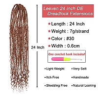 Leeven Boho Dreadlock Extensions 24 Inch Brown Double Ended Synthetic Dread Extensions Handmade Boho Box Braids With Wavy Curly