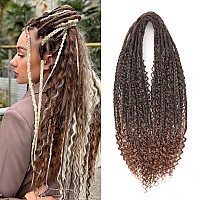 Leeven Synthetic Double Ended Boho Dreadlock Extensions 24 Inch Ombre Brown Dread Extensions 10 Strands Handmade Boho Box Braids