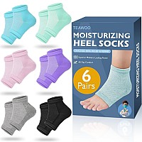 Teawoo 6 Pairs Moisturizing Heel Socks For Cracked Heel Treatment Foot Care Toeless Socks To Soften And Hydrate Dry Cracked Fee