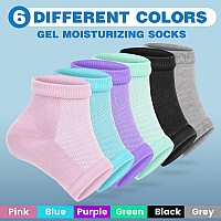 Teawoo 6 Pairs Moisturizing Heel Socks For Cracked Heel Treatment Foot Care Toeless Socks To Soften And Hydrate Dry Cracked Fee