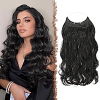 Feshfen Invisible Wire Hair Extensions Secrets Hair Extensions With Wire Synthetic Adjustable Curly Hair Long Wavy Secret Hairpi