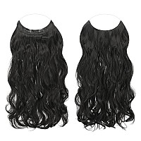 Feshfen Invisible Wire Hair Extensions Secrets Hair Extensions With Wire Synthetic Adjustable Curly Hair Long Wavy Secret Hairpi