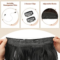 Feshfen Invisible Wire Hair Extensions Secrets Hair Extensions With Wire Synthetic Adjustable Curly Hair Long Wavy Secret Hairpi