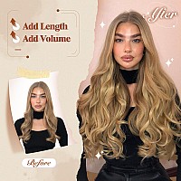 Feshfen Invisible Wire Hair Extensions Secrets Hair Extensions With Wire Synthetic Adjustable Curly Hair Long Wavy Secret Hairpi