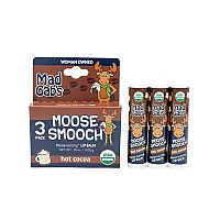 Mad Gabs Moose Smooch Hot Cocoa Lip Balm 3Pk Moisturizing And Certified Organic Made With Organic Olive Oil And Beeswax