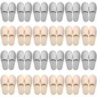 Geyoga 24 Pairs Spa Slippers Disposable Slippers For Guest Bulk Non Slip Soft Closed Toe Slippers Guest Women House Indoor Bathr