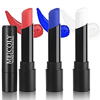 Meicoly 4Th Of July Face Paintusa Flag Face Paint3Pcs Red White Blue Face Paint Body Paint Setsports Eye Black Stick For Soft