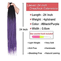 Leeven 20 Strands Synthetic Dreadlock Extensions 24 Inch Thin Single Ended Dreads Black To Purple Handmade Soft Loc Extensions R