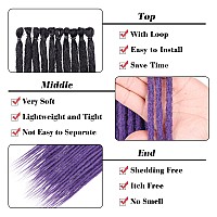 Leeven 20 Strands Synthetic Dreadlock Extensions 24 Inch Thin Single Ended Dreads Black To Purple Handmade Soft Loc Extensions R