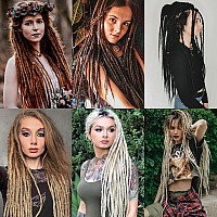 Leeven 20 Strands Synthetic Dreadlock Extensions 24 Inch Thin Single Ended Dreads Black To Purple Handmade Soft Loc Extensions R