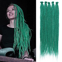 Leeven 40 Strands Green Dreadlock Extensions 24 Inch Thin Synthetic Single Ended Dread Extensions Handmade Reggae Hippe Style Lo