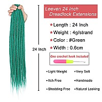 Leeven 40 Strands Green Dreadlock Extensions 24 Inch Thin Synthetic Single Ended Dread Extensions Handmade Reggae Hippe Style Lo