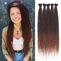 Leeven 40 Strands Synthetic Dreadlock Extensions 24 Inch Ombre Brown Thin Single Ended Dreads Extensions Handmade Se Hippie Drea