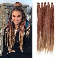 Leeven 24 Inch Synthetic Dreadlock Extensions 20 Strands Ombre Copper Red To Honey Blonde Single Ended Dread Extensions Handmade