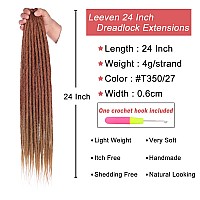 Leeven 24 Inch Synthetic Dreadlock Extensions 20 Strands Ombre Copper Red To Honey Blonde Single Ended Dread Extensions Handmade