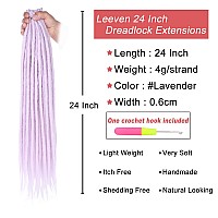 Leeven Lavender Synthetic Dreadlock Extensions 24 Inch 40 Strands Single Ended Light Purple Thin Crochet Dreads Handmade Reggae