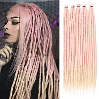 Leeven Dreadlock Extensions 24 Inch 20 Strands Pink To Blonde Single Ended Synthetic Dreads Handmade Soft Loc Extensions Reggae