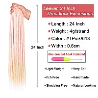 Leeven Dreadlock Extensions 24 Inch 20 Strands Pink To Blonde Single Ended Synthetic Dreads Handmade Soft Loc Extensions Reggae