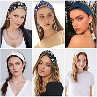 Yission Womens Knotted Nonslip Wide Fashion Headbands 4Pcs Top Knot Hair Accessories In Yellow Brown Black