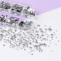 Canvalite 1500Pcs Rhinestones Flat Back Gems Nail Rhinestones Nail Art Gems With Pick Up Tweezers And Rhinestone Picker Dotting