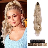 Lommel Ponytail Extensions Claw Clip Ponytail Extensions For Women 16 Inch Long Wavy Ponytail Extensions Fluffy Synthetic Ponyta