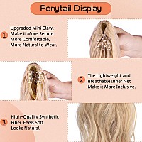 Lommel Ponytail Extensions Claw Clip Ponytail Extensions For Women 16 Inch Long Wavy Ponytail Extensions Fluffy Synthetic Ponyta