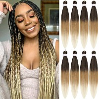 Alrence Pre Stretched Braiding Hair Long Braid 30 Inch 8 Packs Professional Braiding Hair Extensions Synthetic Crochet Twist Bra