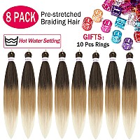 Alrence Pre Stretched Braiding Hair Long Braid 30 Inch 8 Packs Professional Braiding Hair Extensions Synthetic Crochet Twist Bra