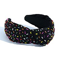 Fedans Sprinkle Headband Knotted Headband For Women Holiday Cake Candy Embellished Top Sprinkles Hairband Colorful Holiday Ha