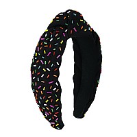 Fedans Sprinkle Headband Knotted Headband For Women Holiday Cake Candy Embellished Top Sprinkles Hairband Colorful Holiday Ha