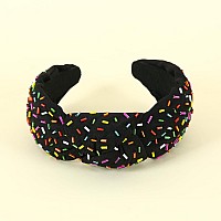 Fedans Sprinkle Headband Knotted Headband For Women Holiday Cake Candy Embellished Top Sprinkles Hairband Colorful Holiday Ha