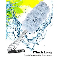 Bathflor Shower Loofah Sponge Exfoliating Body Scrubber 80G Charcoal Loofa For Women Men Bath Wash 1 Long Handle Back Brush