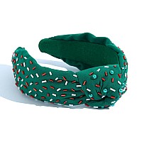 Fedans Green Headband For Women Holiday Knotted Head Band Cake Candy Embellished Top Sprinkles Knotted Hairband Ladies Twist Col