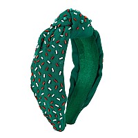 Fedans Green Headband For Women Holiday Knotted Head Band Cake Candy Embellished Top Sprinkles Knotted Hairband Ladies Twist Col