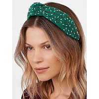 Fedans Green Headband For Women Holiday Knotted Head Band Cake Candy Embellished Top Sprinkles Knotted Hairband Ladies Twist Col