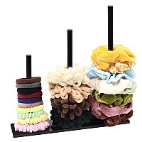 Smuk 3Tiers Acrylic Scrunchie Holder Organizer Black Hair Tie Holder Stand For Women Teen Girls Scrunchie Storage Scrunchy Hai