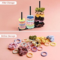 Smuk 3Tiers Acrylic Scrunchie Holder Organizer Black Hair Tie Holder Stand For Women Teen Girls Scrunchie Storage Scrunchy Hai