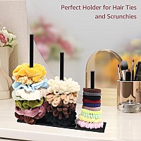 Smuk 3Tiers Acrylic Scrunchie Holder Organizer Black Hair Tie Holder Stand For Women Teen Girls Scrunchie Storage Scrunchy Hai