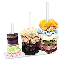 Smuk 3Tiers Acrylic Scrunchie Holder Organizer White Hair Tie Holder Stand For Women Teen Girls Scrunchie Storage Scrunchy Hai