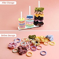 Smuk 3Tiers Acrylic Scrunchie Holder Organizer White Hair Tie Holder Stand For Women Teen Girls Scrunchie Storage Scrunchy Hai