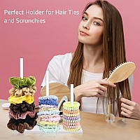 Smuk 3Tiers Acrylic Scrunchie Holder Organizer White Hair Tie Holder Stand For Women Teen Girls Scrunchie Storage Scrunchy Hai