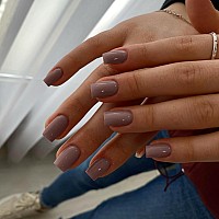 Dark Mauve Press On Nails Short Medium Square Glue On Nails Set Kqueenest Solid Color Fake Nails Short Coffin Acrylic Nails Pres