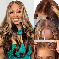 Allove Glueless Wigs Human Hair Pre Plucked Pre Cut 26 Inch 5X5 Hd Lace Closure Wigs Human Hair 180 Density Body Wave Lace Fron