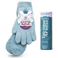 Purple Canyon Aloe Infused Socks And Gloves And Heel Balm Dry Feet Treatment Blue Socks And Gloves With Vitamin E For Foot Hea